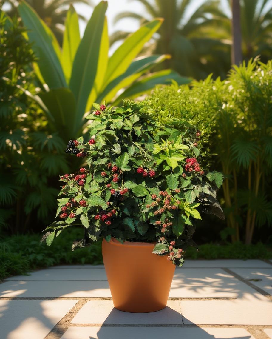 Rubus 'Thornless' - Blackberry bush - Without thorns